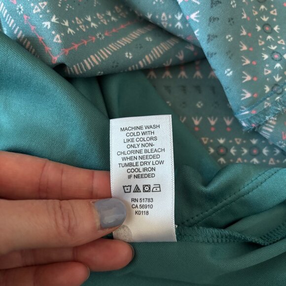 Maurices Teal Chevron Print V-Neck Mini Dress with Flutter Sleeves Size Large - Picture 9 of 10